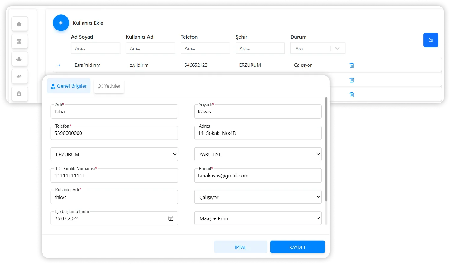 Kullanıcı Yönetimi